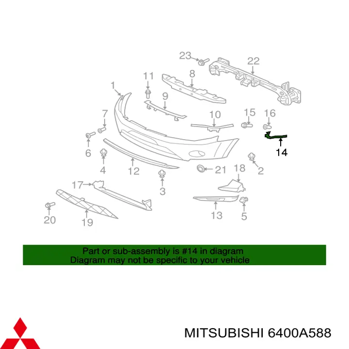 Compre 6400A588 Mitsubishi Consola externa direita do pára-choque dianteiro