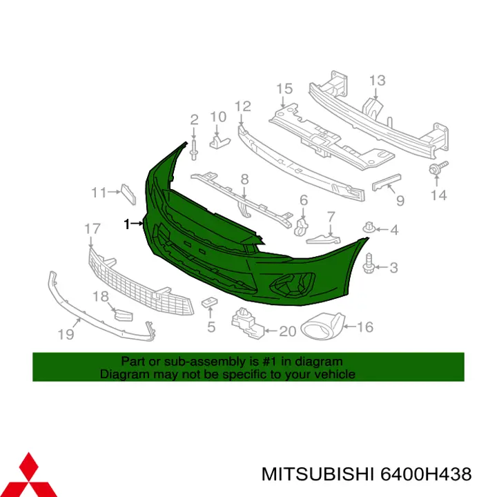 6400H438 Mitsubishi Pára-choque dianteiro