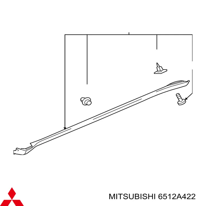6512A422 Mitsubishi Placa sobreposta (moldura) externa direita de acesso