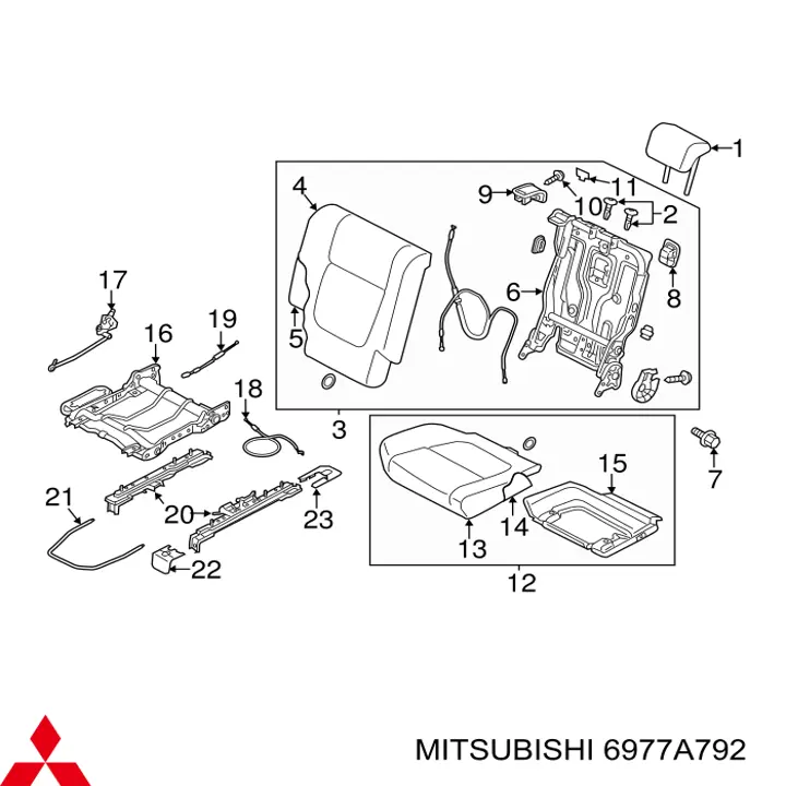 6977A792 Mitsubishi Tampão de fixação dos assentos traseiros