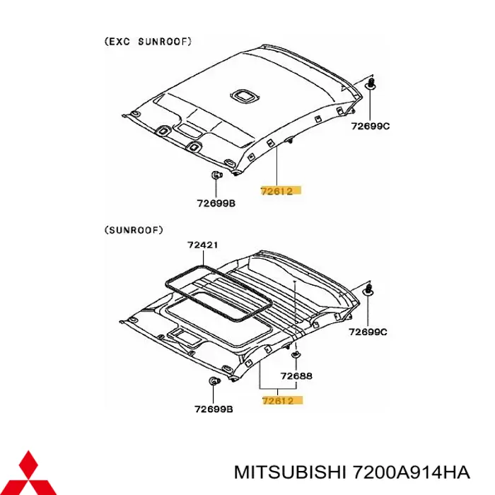 Revestimento do teto Mitsubishi Lancer X CY_A, CZ_A