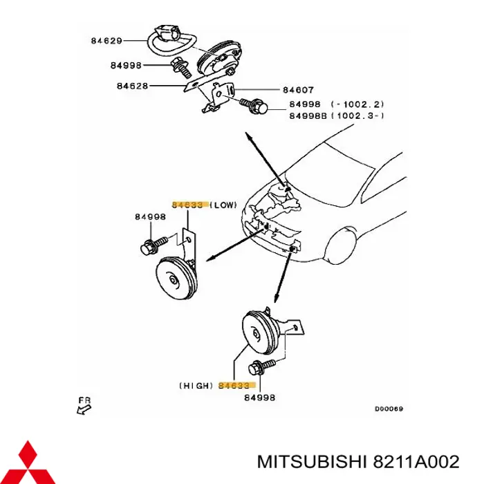 Sinal sonoro (cláxon) Mitsubishi 8211A002 preço, a partir de 44,34 USD