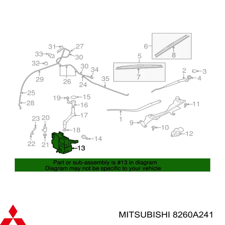8260A241 Mitsubishi Tanque de fluido para lavador de vidro
