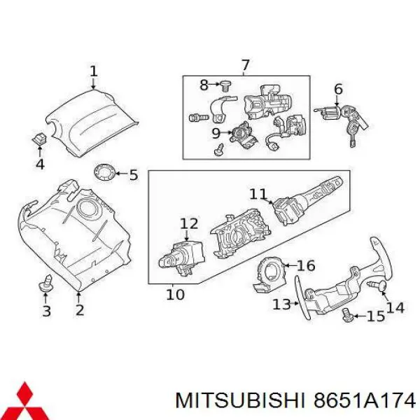 8651A174 Mitsubishi Sensor do ângulo de viragem do volante de direção