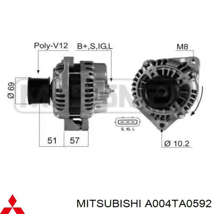 Gerador Mitsubishi A004TA0592 preço, a partir de 219,63 USD