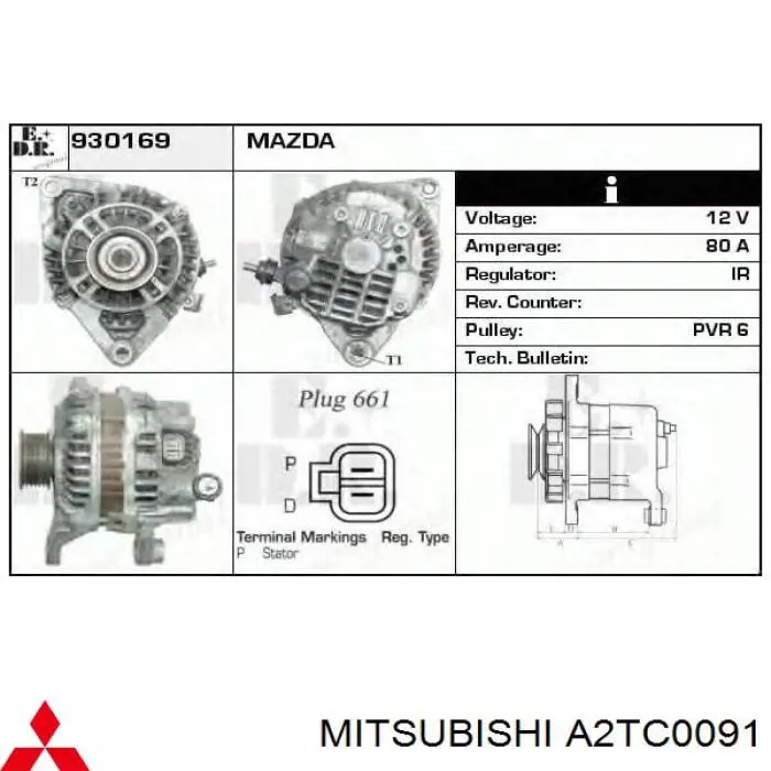 Gerador A2TC0091 Mitsubishi