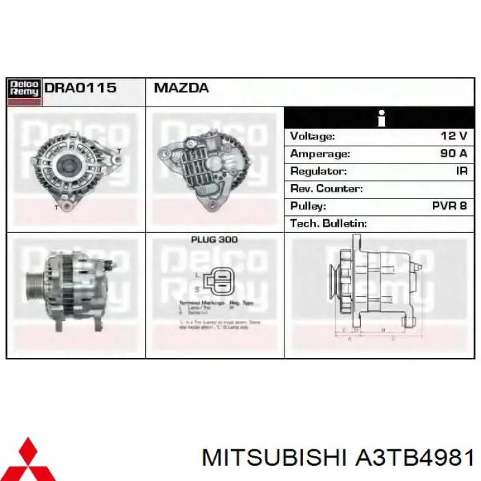 Gerador A3TB4981 Mitsubishi