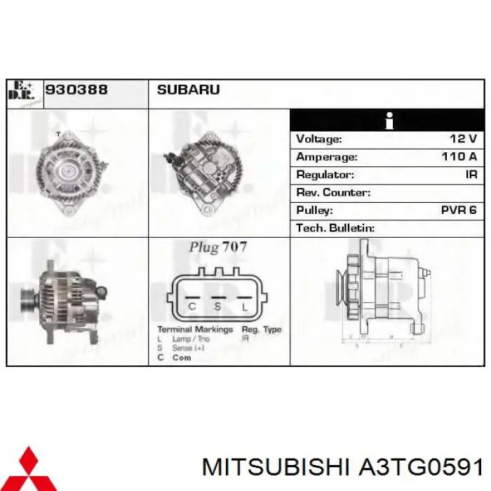 Compre A3TG0591 Mitsubishi Gerador