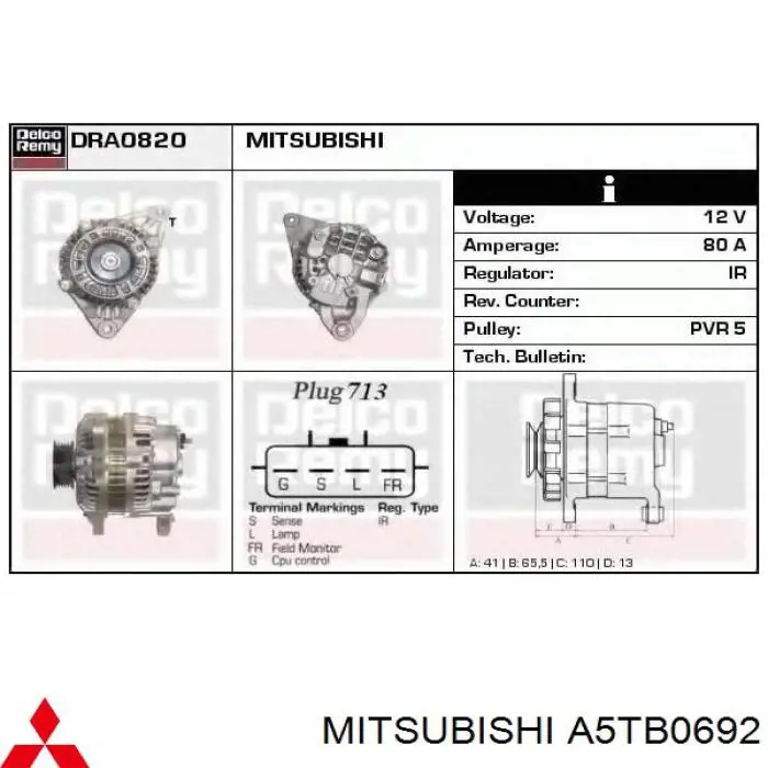 Gerador Mitsubishi A5TB0692 preço, a partir de 117,48 USD