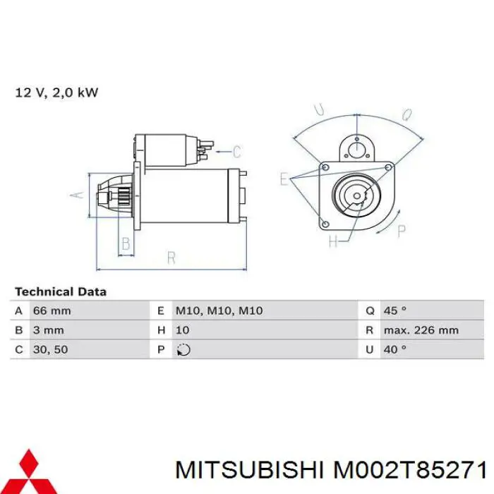 M002T85271 Mitsubishi Motor de arranco