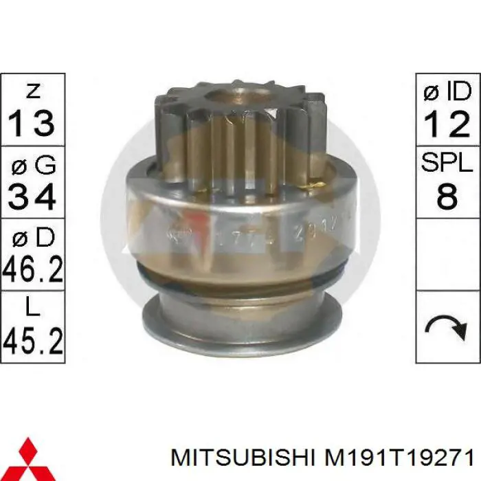 Compre M191T19271 Mitsubishi Roda-livre do motor de arranco