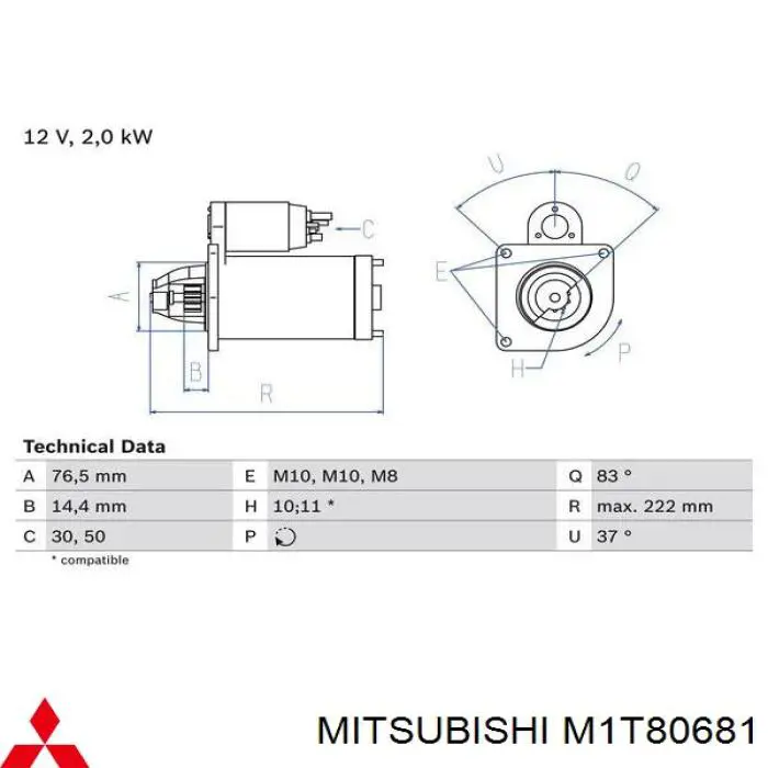 M1T80681 Mitsubishi Motor de arranco
