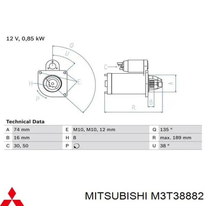 M3T38882 Mitsubishi Motor de arranco
