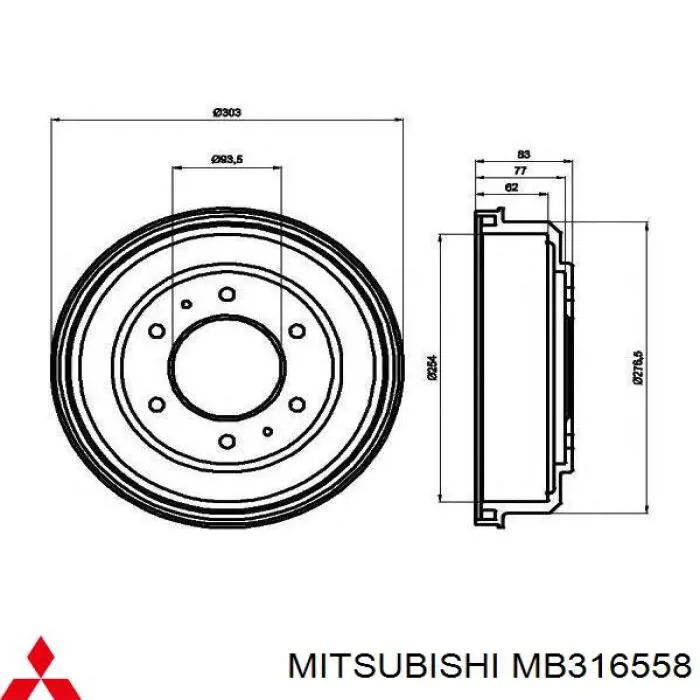 Tambor do freio traseiro Mitsubishi MB316558 preço, a partir de 62,57 USD