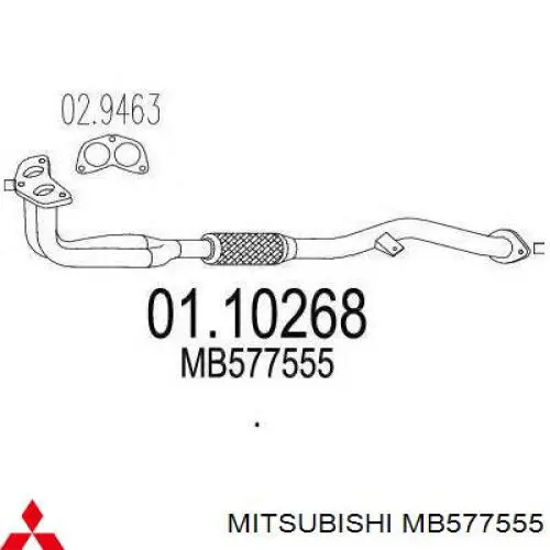 Tubo de admissão dianteiro (calças) do silenciador Mitsubishi MB577555 preço, a partir de 26,19 USD