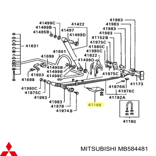 MB584481 Mitsubishi Placa de apoio para o estribo da suspensão de lâminas traseira