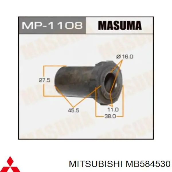 Compre MB584530 Mitsubishi Bloco silencioso traseiro da suspensão de lâminas traseira