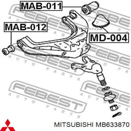 Compre MB633870 Mitsubishi Bloco silencioso dianteiro do braço oscilante inferior