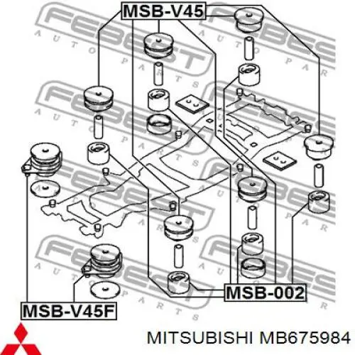 MB675984 Mitsubishi Coxim de chassi (de fixação de carroçaria)