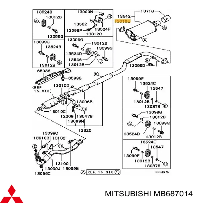 Vedante de tubo de admissão do silenciador Mitsubishi MB687014 preço, a partir de 7,66 USD