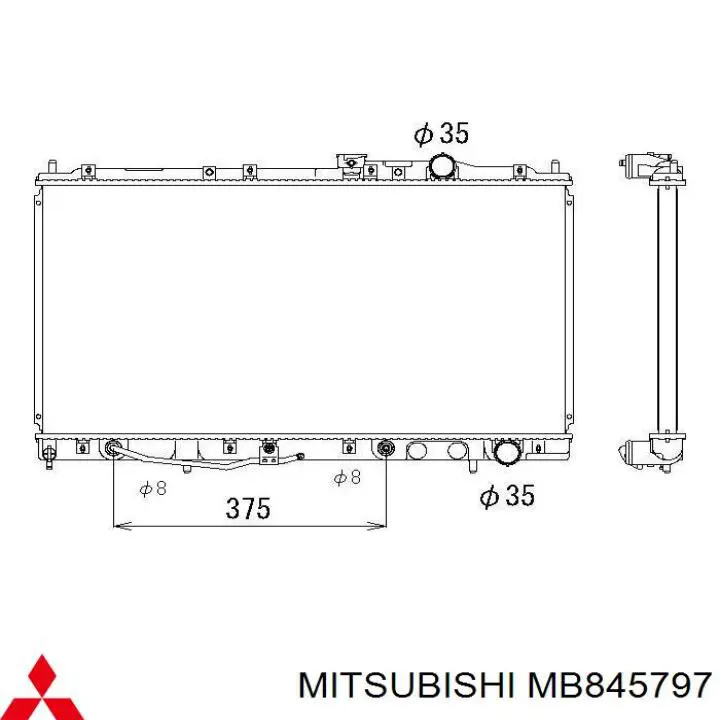 Radiador de esfriamento de motor Mitsubishi MB845796 preço, a partir de 457,05 USD