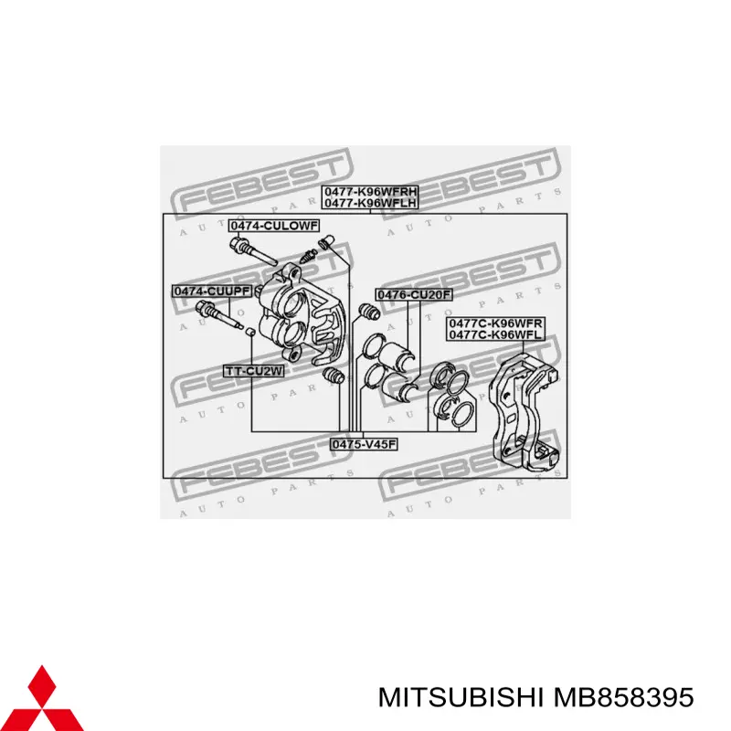 MB858395 Mitsubishi Braçadeira do freio de suporte dianteiro