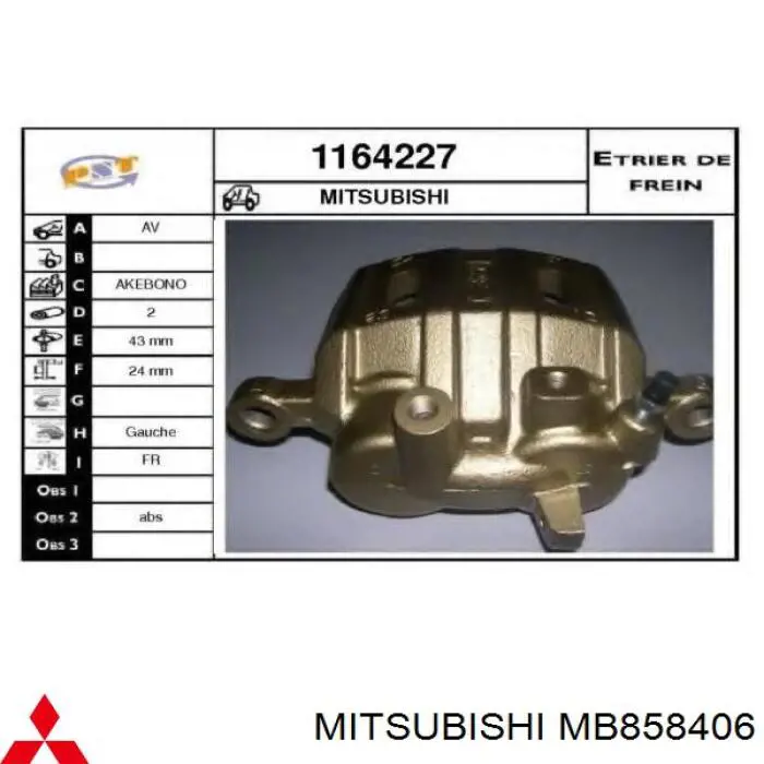 Compre MB858406 Mitsubishi Suporte do freio dianteiro esquerdo