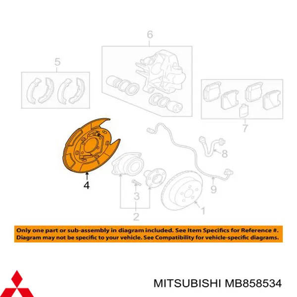 Proteção direita do freio de disco traseiro Mitsubishi MB858534 preço, a partir de 109,39 USD