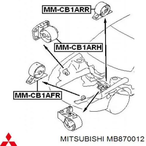 MB870012 Mitsubishi Coxim (suporte) traseiro de motor