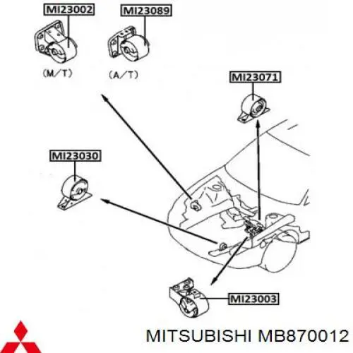 Coxim (suporte) traseiro de motor MB870012 Mitsubishi