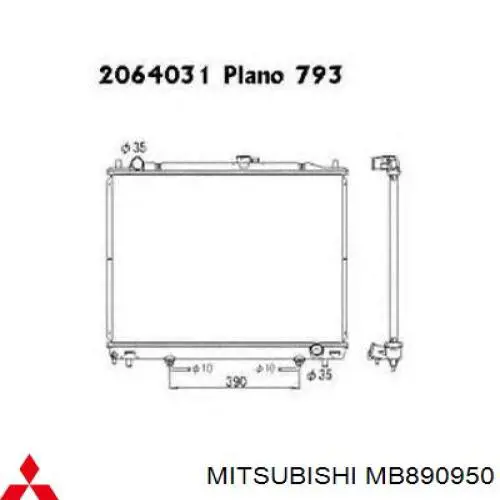 Radiador de esfriamento de motor Mitsubishi MB890950 preço, a partir de 126,02 USD