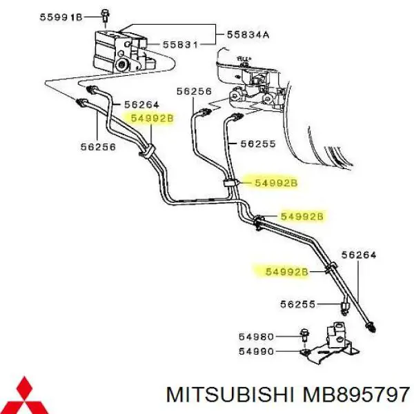 MB895797 Mitsubishi Braçadeira de tubo do freio