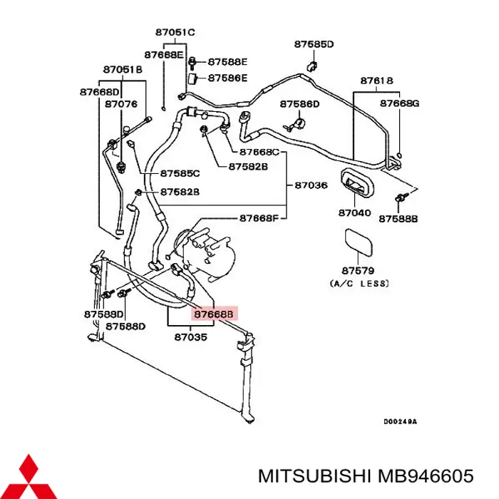 MB946605 Mitsubishi Vedante anular de tubo de aparelho de ar condicionado