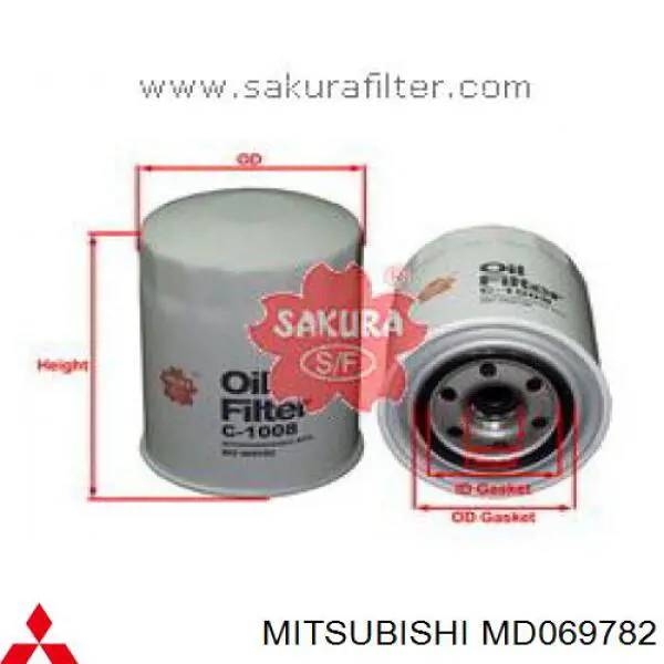 Filtro de óleo Mitsubishi MD069782 preço, a partir de 12,05 USD