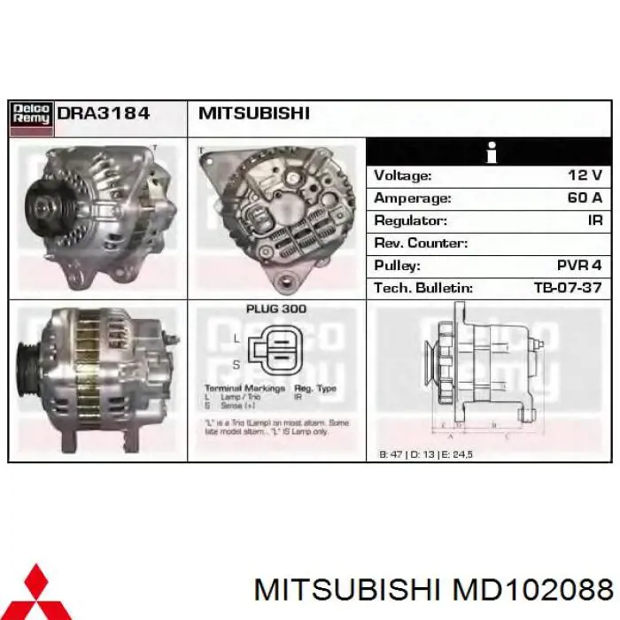 MD102088 Mitsubishi Gerador