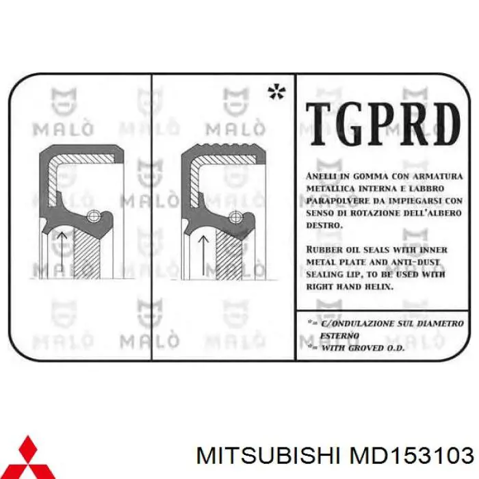 Compre MD153103 Mitsubishi Vedação da árvore distribuidora de motor