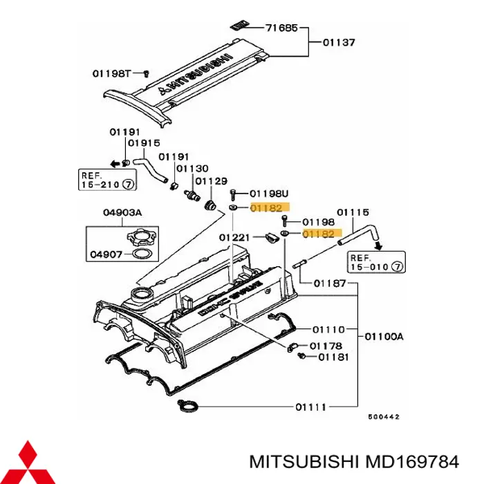 MD327253 Mitsubishi Vedante da tampa de válvulas de motor, anel