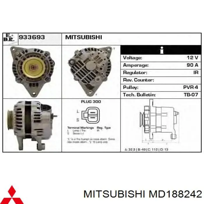 Gerador MD188242 Mitsubishi
