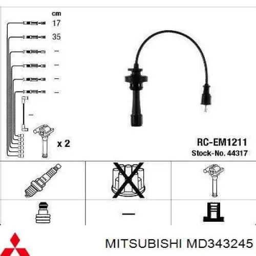 Fios de alta voltagem, kit Mitsubishi MD343245 preço, a partir de 29,56 USD