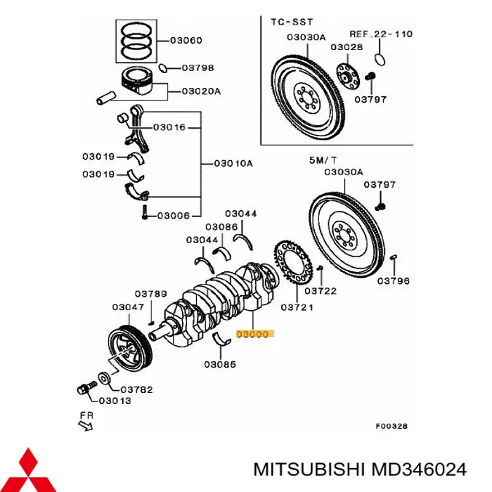 MD346024 Mitsubishi Cambota de motor