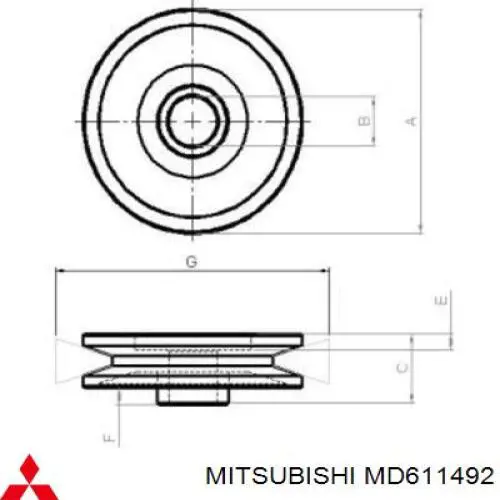 MMD611492 Mitsubishi Polia do gerador