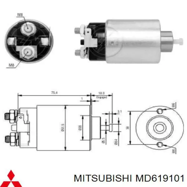 Compre MD619101 Mitsubishi Relê retrator do motor de arranco