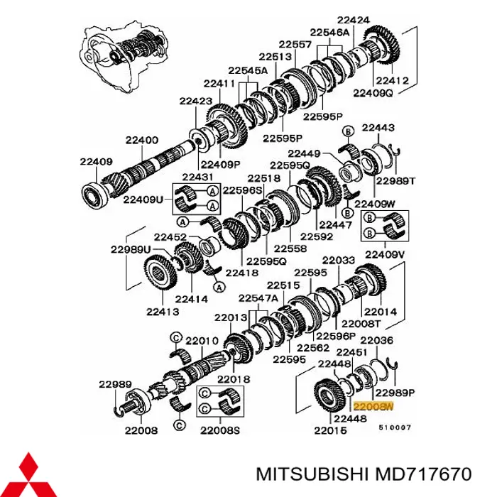Rolamento de suporte da árvore primária da Caixa de Mudança (rolamento de centragem de volante) Mitsubishi MD717670 preço, a partir de 27,72 USD