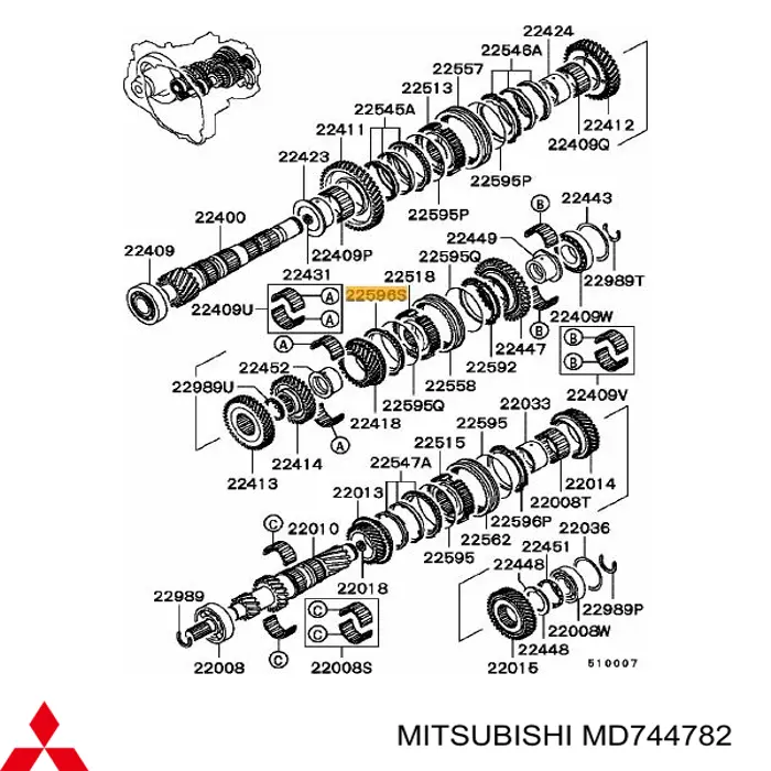 Anel de sincronizador Mitsubishi MD744782 preço, a partir de  