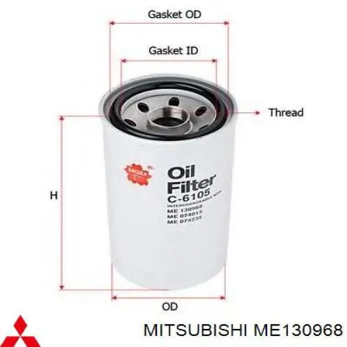 Filtro de óleo ME130968 Mitsubishi