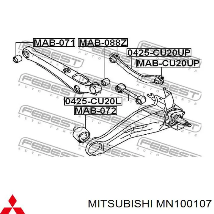 Braço oscilante superior esquerdo/direito de suspensão traseira Mitsubishi MN100107 preço, a partir de 53,38 USD