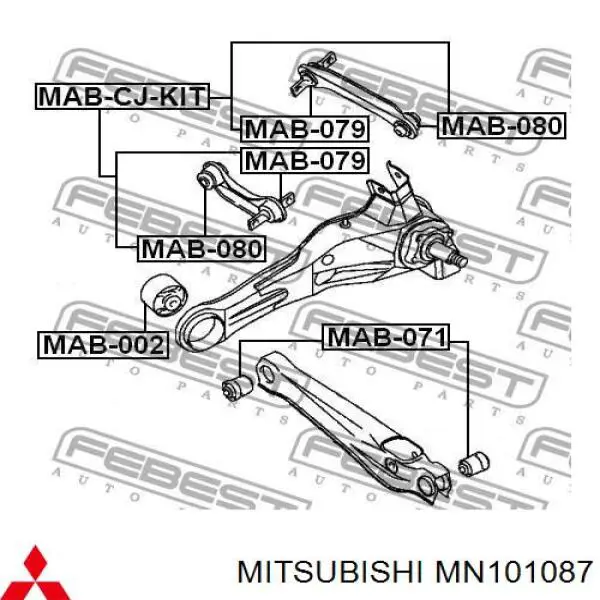 Compre MN101087 Mitsubishi Bloco silencioso do pino de apoio traseiro