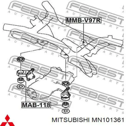 MN101361 Mitsubishi Consola (travessa) esquerda de redutor traseiro