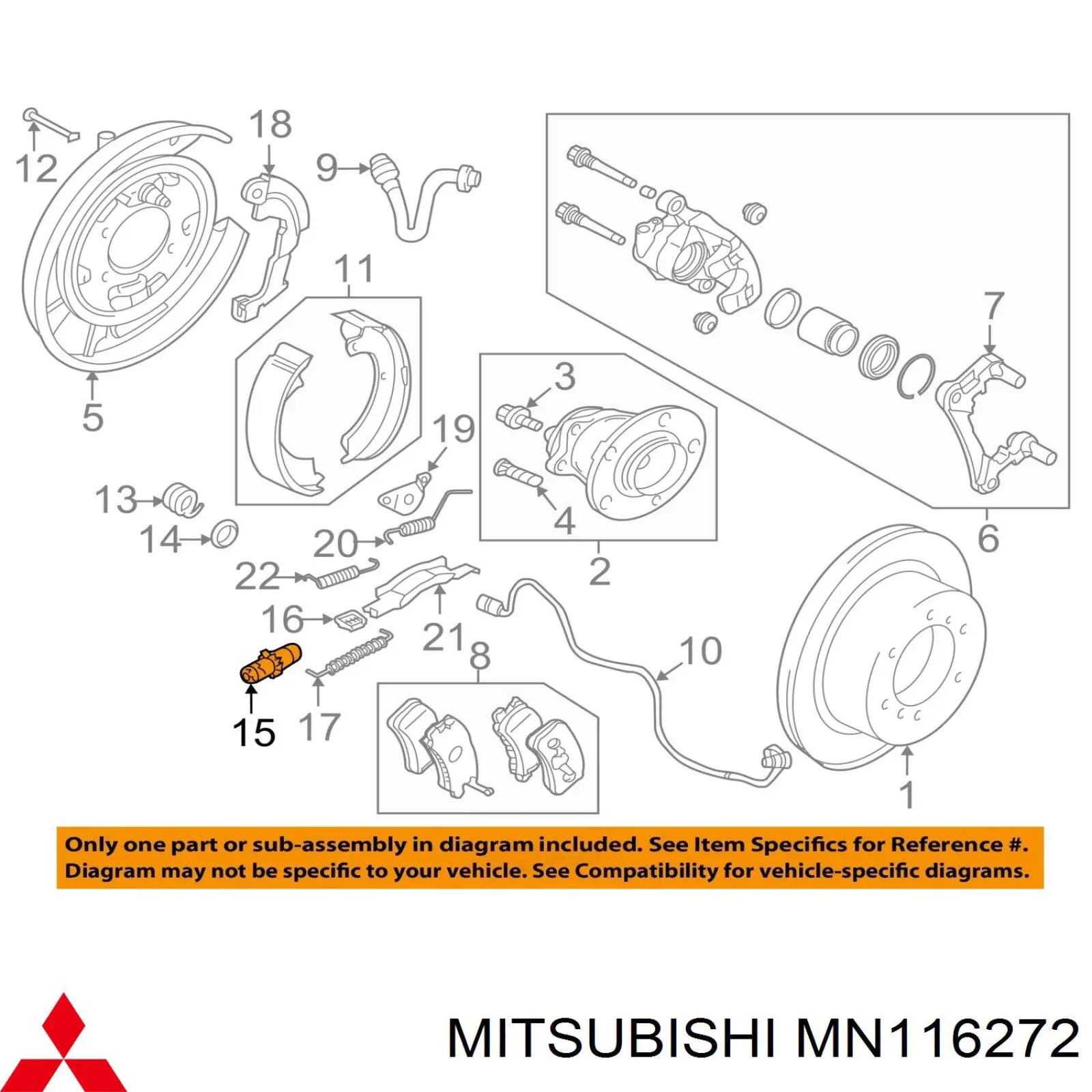 MN116272 Mitsubishi Mecanismo de expansão das sapatas do freio de estacionamento