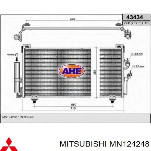 MN124248 Mitsubishi Radiador de aparelho de ar condicionado